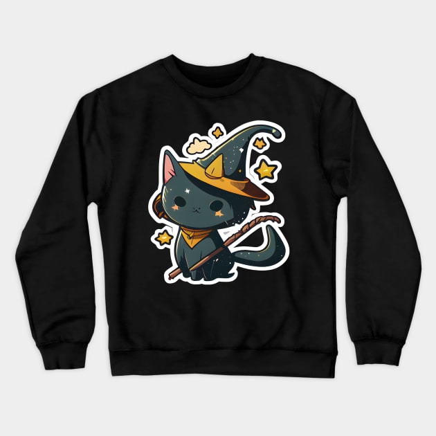 Mystical Black Cat Crewneck Sweatshirt by Raja2021